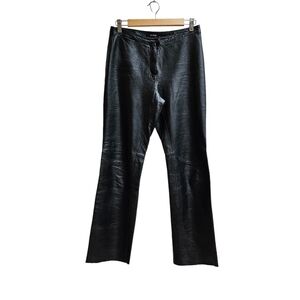 100% Leather Express Black Pants with Raw Cuff, Size Small, Flaw